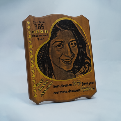 Akhrot Wooden Engraving Shield With Box