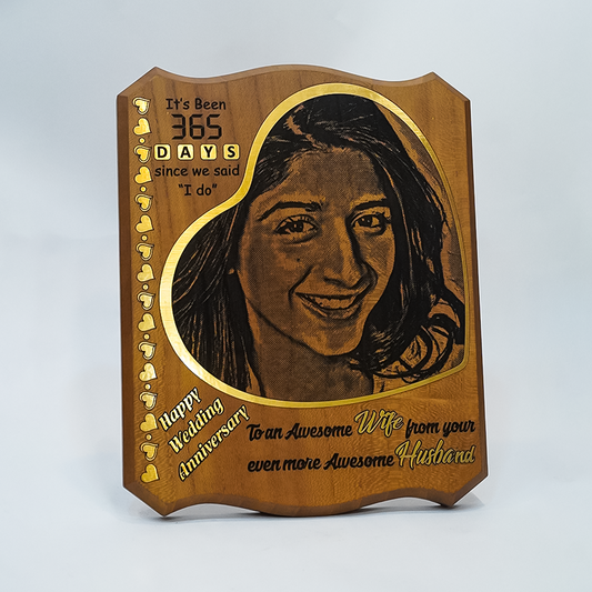 Akhrot Wooden Engraving Shield With Box
