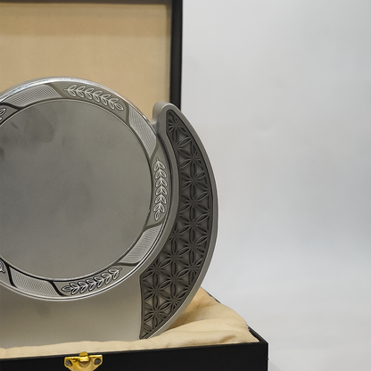 Wooden CNC Shield With Metal Plate With Leather Box