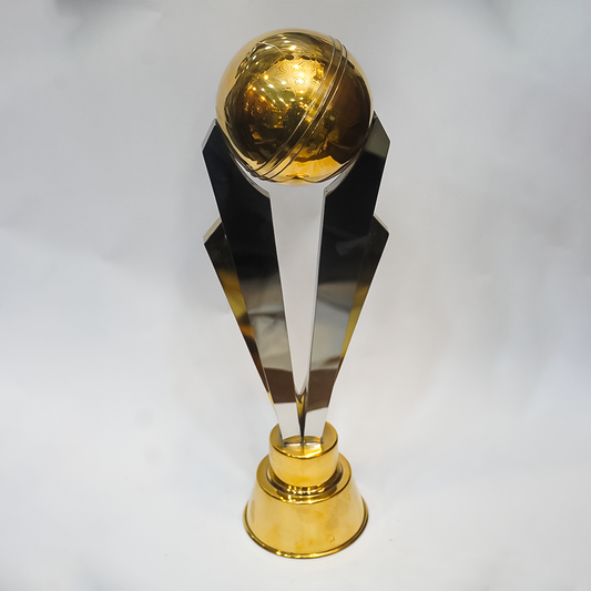 Circket Brass Trophy Set Runner Winner With Wood Base